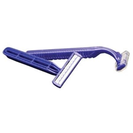 Dukal Razor- Grip-n-Glide- Twin Blade with lubricating strip- Blue handle with plastic guard DR3879